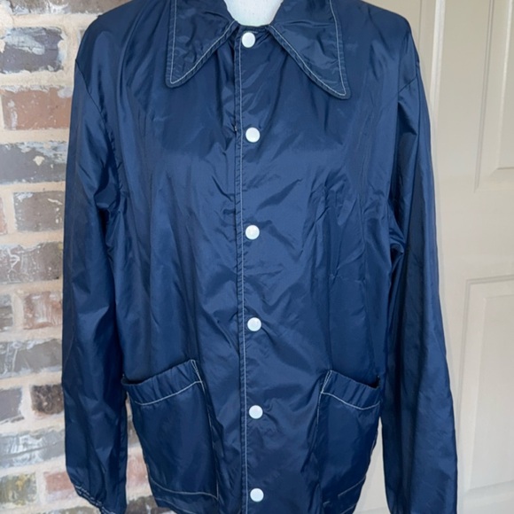 VTG McGregor Union Made 60s Rain Drizzler Jacket Navy White Dagger Collar Sz M - Picture 8 of 9